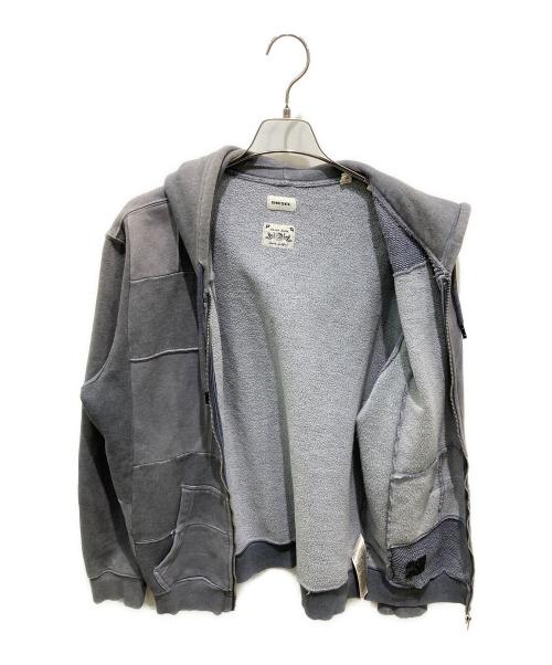 DIESEL（ディーゼル）DIESEL (ディーゼル) パッチワークパーカー グレー サイズ:XLの古着・服飾アイテム