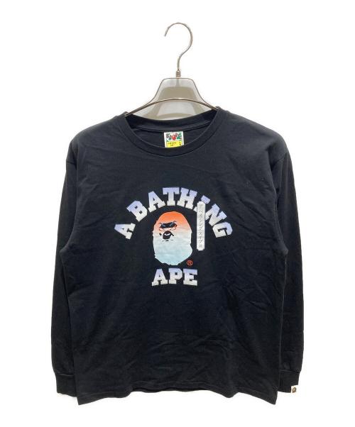 A BATHING APE（アベイシングエイプ）A BATHING APE (ア ベイシング エイプ) KABUKI COLLEGE LS TEE ブラック サイズ:Ｌの古着・服飾アイテム