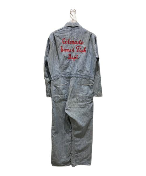 KEY（キービジュアルアーツ）KEY (キービジュアルアーツ) ヒッコリーつなぎ ブルー サイズ:記載なしの為実寸参照の古着・服飾アイテム