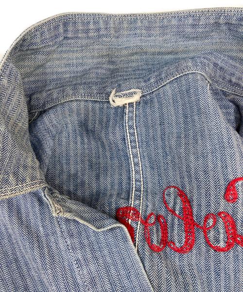 KEY（キービジュアルアーツ）KEY (キービジュアルアーツ) ヒッコリーつなぎ ブルー サイズ:記載なしの為実寸参照の古着・服飾アイテム