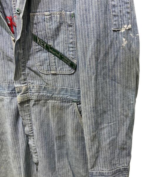 KEY（キービジュアルアーツ）KEY (キービジュアルアーツ) ヒッコリーつなぎ ブルー サイズ:記載なしの為実寸参照の古着・服飾アイテム