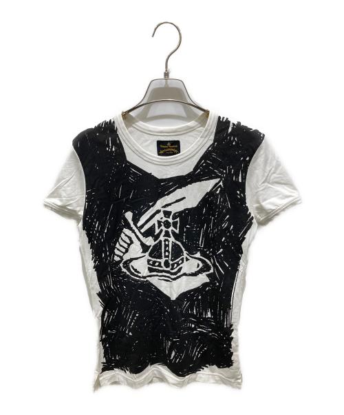 Vivienne Westwood ANGLOMANIA（ヴィヴィアンウエストウッドアングロマニア）Vivienne Westwood ANGLOMANIA (ヴィヴィアンウエストウッドアングロマニア) 総柄Tシャツ ブラック×ホワイト サイズ:XSの古着・服飾アイテム