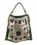 TOPKAPIトプカピ）の古着「マイルドサテンスカーフパネル柄A4トートバッグ」｜グリーン