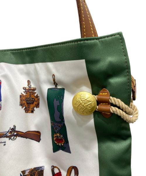 TOPKAPI（トプカピ）TOPKAPI (トプカピ) マイルドサテンスカーフパネル柄A4トートバッグ グリーンの古着・服飾アイテム