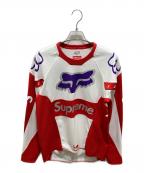 SUPREME×FOX RACINGシュプリーム×フォックスレーシング）の古着「Moto Jersey Top」｜ホワイト×レッド