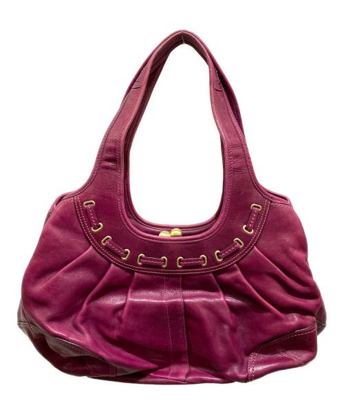 COACH（コーチ）COACH (コーチ) エルゴレザーレースドフレームサッチェル パープルの古着・服飾アイテム