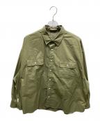 Stripes For Creativeストライプ フォー クリエイティブ）の古着「ストライプ柄ボタン長袖シャツ」｜オリーブ