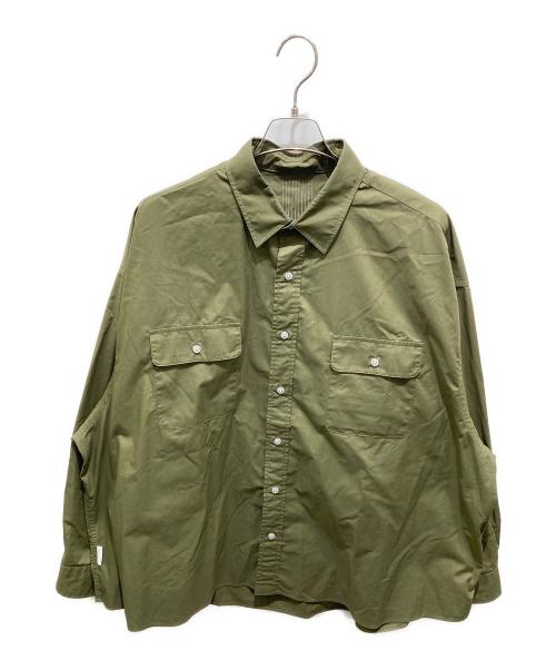 Stripes For Creative（ストライプ フォー クリエイティブ）Stripes For Creative (ストライプ フォー クリエイティブ) ストライプ柄ボタン長袖シャツ オリーブ サイズ:XXXXLの古着・服飾アイテム