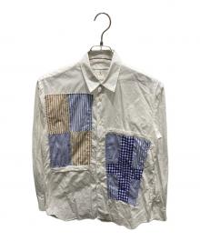 COMME des GARCONS SHIRT（コムデギャルソンシャツ）の古着「パッチワークロングスリーブシャツ」｜ホワイト