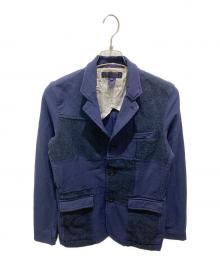 COMME des GARCONS SHIRT（コムデギャルソンシャツ）の古着「ヘリンボーン切替ポリエステル縮絨テーラードジャケット」｜ネイビー