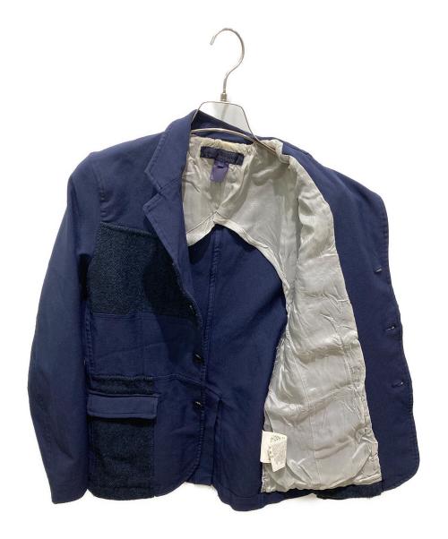 COMME des GARCONS SHIRT（コムデギャルソンシャツ）COMME des GARCONS SHIRT (コムデギャルソンシャツ) ヘリンボーン切替ポリエステル縮絨テーラードジャケット ネイビー サイズ:Sの古着・服飾アイテム