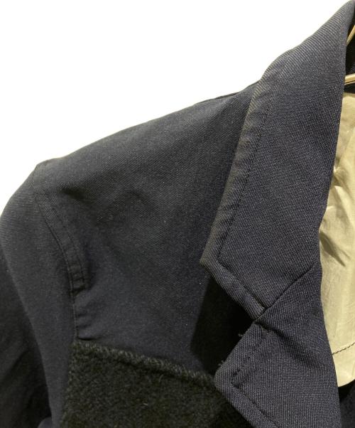 COMME des GARCONS SHIRT（コムデギャルソンシャツ）COMME des GARCONS SHIRT (コムデギャルソンシャツ) ヘリンボーン切替ポリエステル縮絨テーラードジャケット ネイビー サイズ:Sの古着・服飾アイテム