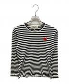 PLAY COMME des GARCONSプレイコムデギャルソン）の古着「ハートワッペンボーダーカットソー」｜ホワイト