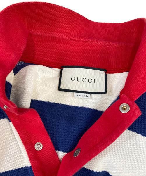 GUCCI（グッチ）GUCCI (グッチ) エンブロイダリーポロシャツ ネイビー×ホワイト サイズ:Ｌの古着・服飾アイテム