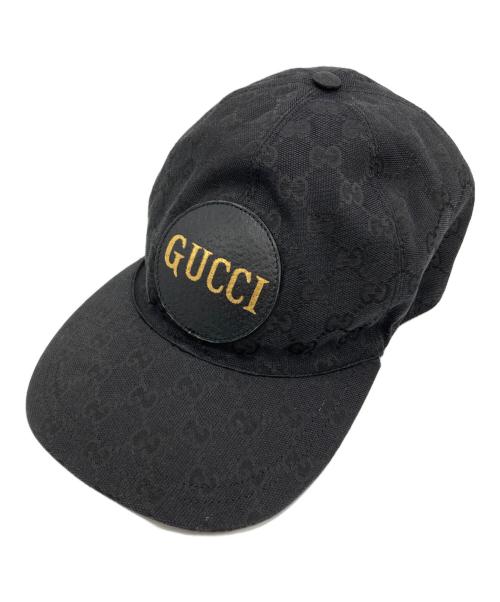 GUCCI（グッチ）GUCCI (グッチ) GGキャンバス レザーロゴパッチベースボール キャップ ブラック サイズ: XLの古着・服飾アイテム