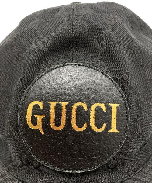 GUCCI（グッチ）GUCCI (グッチ) GGキャンバス レザーロゴパッチベースボール キャップ ブラック サイズ: XLの古着・服飾アイテム