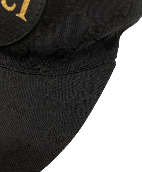 GUCCI（グッチ）GUCCI (グッチ) GGキャンバス レザーロゴパッチベースボール キャップ ブラック サイズ: XLの古着・服飾アイテム
