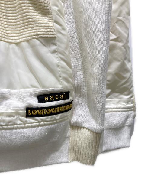 sacai（サカイ）sacai (サカイ) Hank WillisThomas ニット切替ライダースジャケット ベージュ サイズ:3の古着・服飾アイテム