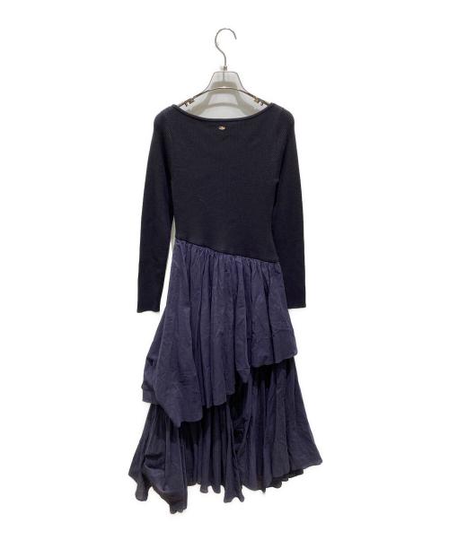 anuans（アニュアンス）anuans (アニュアンス) ボートネックイレギュラーヘムドッキングニットワンピース パープル サイズ:Ｍの古着・服飾アイテム