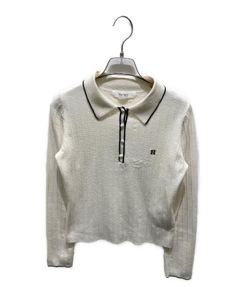 HER LIP TO（ハーリップトゥ）HER LIP TO (ハーリップトゥ) Pique Polo Knit Top ホワイト サイズ:Ｆの古着・服飾アイテム