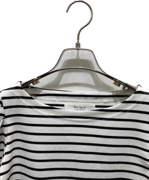 HER LIP TO（ハーリップトゥ）HER LIP TO (ハーリップトゥ) Tuck Sleeve French Stripe Top ホワイト サイズ:Ｆの古着・服飾アイテム