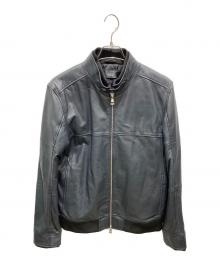 AKM（エーケーエム）の古着「ラムレザーシングルライダースジャケット」｜グレー