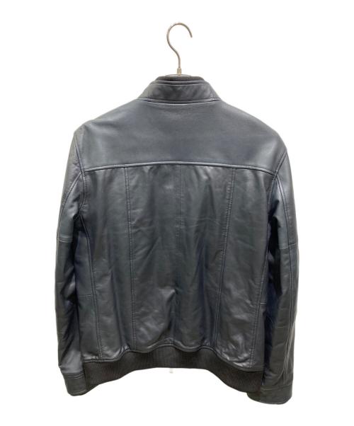 AKM（エーケーエム）AKM (エーケーエム) ラムレザーシングルライダースジャケット グレー サイズ:XLの古着・服飾アイテム