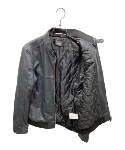 AKM（エーケーエム）AKM (エーケーエム) ラムレザーシングルライダースジャケット グレー サイズ:XLの古着・服飾アイテム