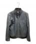 AKM（エーケーエム）の古着「ラムレザーシングルライダースジャケット」｜グレー