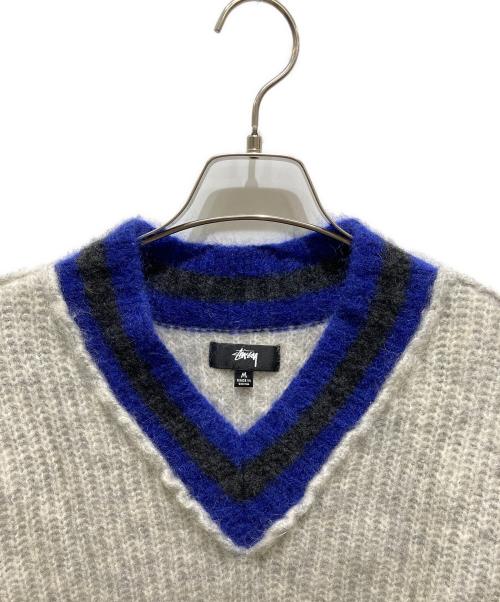 stussy（ステューシー）stussy (ステューシー) Mohair Tennis sweater グレー サイズ:Ｍの古着・服飾アイテム