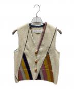 THE BUG IN THE BUGザバグインザバグ）の古着「クルミボタン幾何学ウールベスト」｜ベージュ