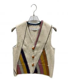 THE BUG IN THE BUG（ザバグインザバグ）の古着「クルミボタン幾何学ウールベスト」｜ベージュ