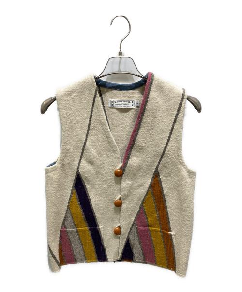THE BUG IN THE BUG（ザバグインザバグ）THE BUG IN THE BUG (ザバグインザバグ) クルミボタン幾何学ウールベスト ベージュ サイズ:Ｓの古着・服飾アイテム
