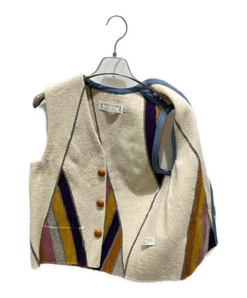 THE BUG IN THE BUG（ザバグインザバグ）THE BUG IN THE BUG (ザバグインザバグ) クルミボタン幾何学ウールベスト ベージュ サイズ:Ｓの古着・服飾アイテム