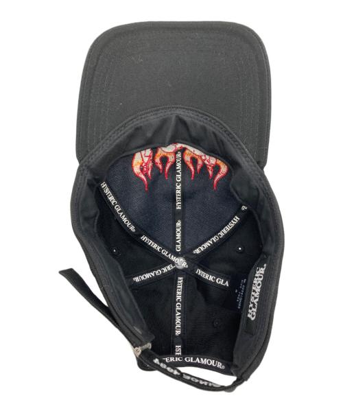 Hysteric Glamour（ヒステリックグラマー）Hysteric Glamour (ヒステリックグラマー) FLAME WOMAN刺繍 キャップ ブラックの古着・服飾アイテム