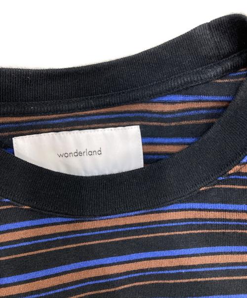 wonderland（ワンダーランド）wonderland (ワンダーランド) ボーダーカットソー ブラック サイズ:Lの古着・服飾アイテム