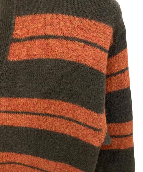 POP TRADING COMPANY（ポップトレーディングカンパニー）POP TRADING COMPANY (ポップトレーディングカンパニー) BEAUTY&YOUTH (ビューティーアンドユース) Striped Knitted Cardigan ブラウン サイズ:Mの古着・服飾アイテム