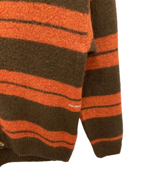 POP TRADING COMPANY（ポップトレーディングカンパニー）POP TRADING COMPANY (ポップトレーディングカンパニー) BEAUTY&YOUTH (ビューティーアンドユース) Striped Knitted Cardigan ブラウン サイズ:Mの古着・服飾アイテム