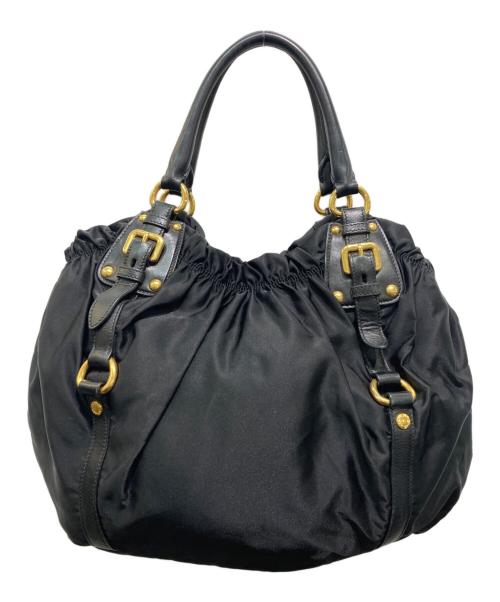 PRADA（プラダ）PRADA (プラダ) ロゴジャガードハンドバッグ ブラックの古着・服飾アイテム