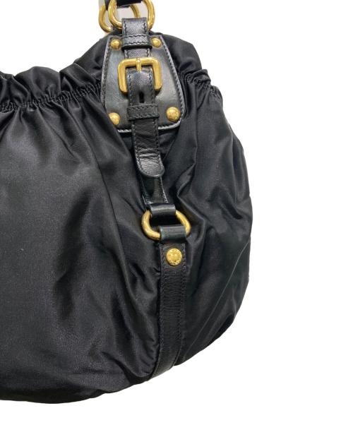 PRADA（プラダ）PRADA (プラダ) ロゴジャガードハンドバッグ ブラックの古着・服飾アイテム