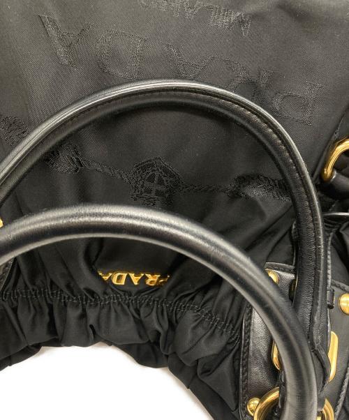 PRADA（プラダ）PRADA (プラダ) ロゴジャガードハンドバッグ ブラックの古着・服飾アイテム