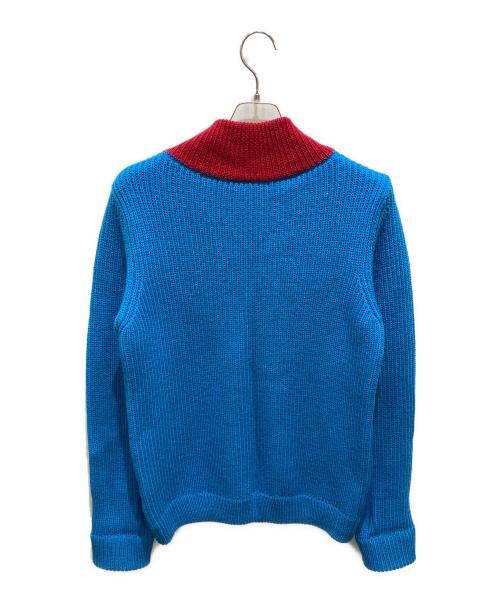 NAMACHEKO（ナマチェコ）NAMACHEKO (ナマチェコ) ローゲージバイカラーニット ブルー サイズ:Ｍの古着・服飾アイテム