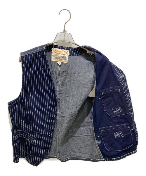 SUGAR CANE（シュガーケーン）SUGAR CANE (シュガーケーン) WABASH STRIPE WORK VEST ネイビー サイズ:42の古着・服飾アイテム