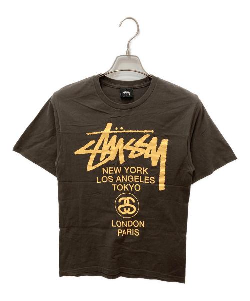 stussy（ステューシー）stussy (ステューシー) プリントTシャツ ブラウン サイズ:Sの古着・服飾アイテム