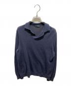 Zanoneザノーネ）の古着「襟付スキッパー薄手ニット」｜ネイビー