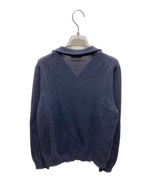 Zanone（ザノーネ）Zanone (ザノーネ) 襟付スキッパー薄手ニット ネイビー サイズ:46の古着・服飾アイテム