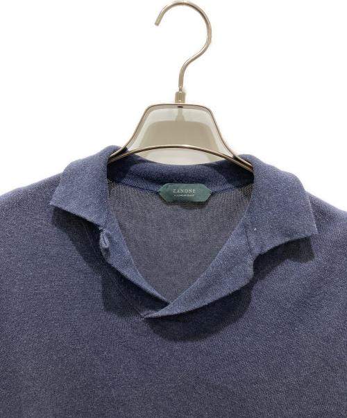 Zanone（ザノーネ）Zanone (ザノーネ) 襟付スキッパー薄手ニット ネイビー サイズ:46の古着・服飾アイテム