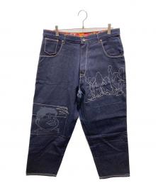 platium fubu（プラチナムフブ）の古着「刺繍バギーデニムパンツ」｜ブルー