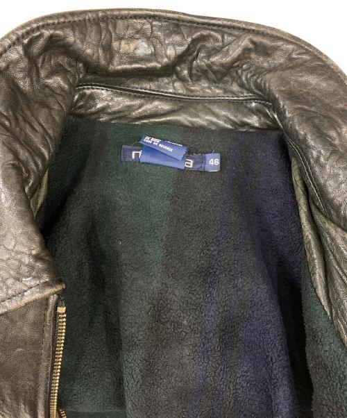 NAUTICA（ノーティカ）NAUTICA (ノーティカ) 裏チェックシングルレザージャケット ブラック サイズ:46の古着・服飾アイテム