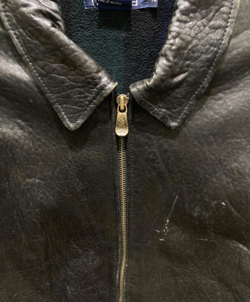 NAUTICA（ノーティカ）NAUTICA (ノーティカ) 裏チェックシングルレザージャケット ブラック サイズ:46の古着・服飾アイテム